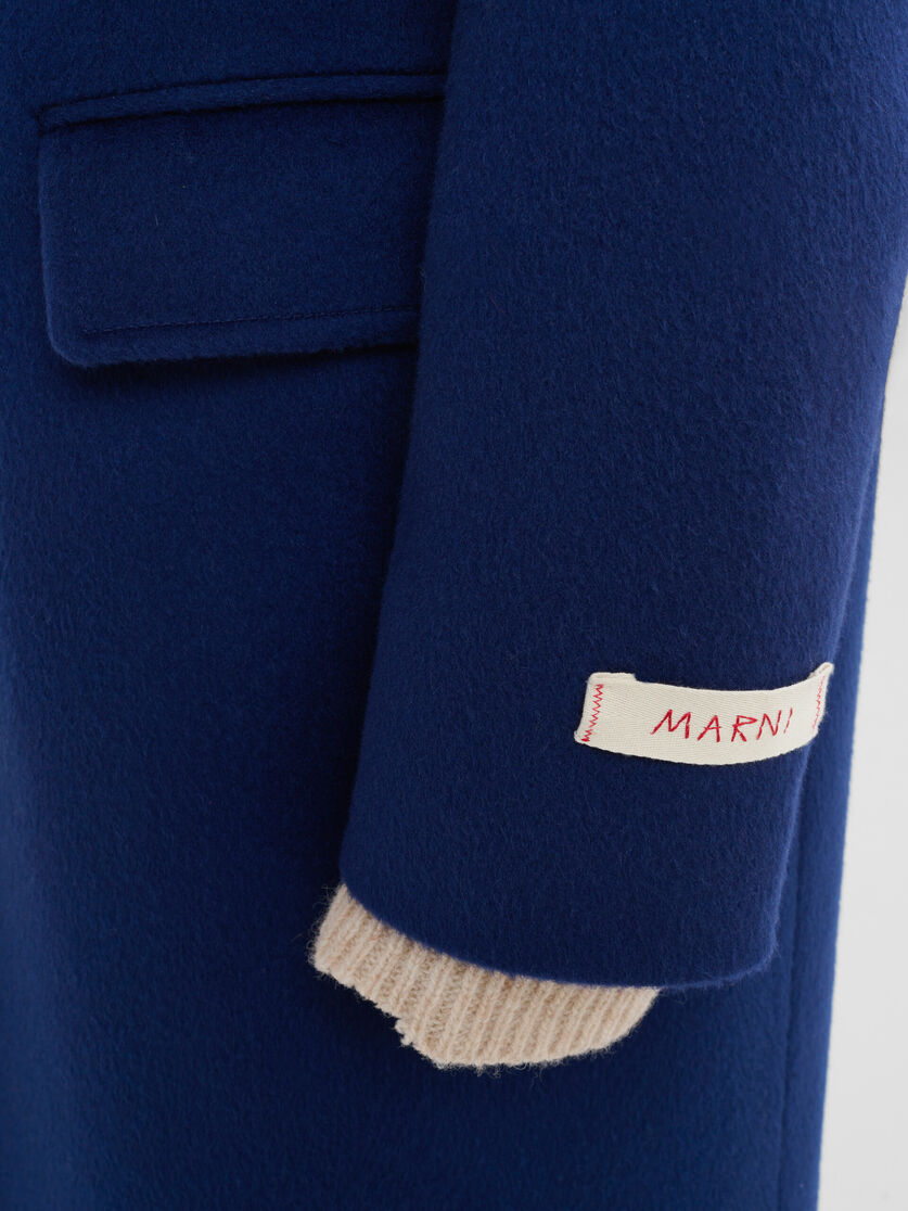Cappotto doppiopetto in feltro blu con rammendo Marni - Cappotti - Image 5