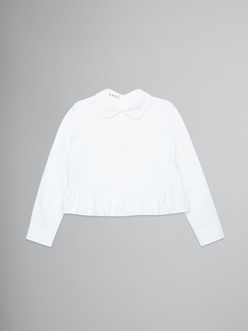 Chemise en popeline blanche avec logo sur le col - Chemises - Image 1