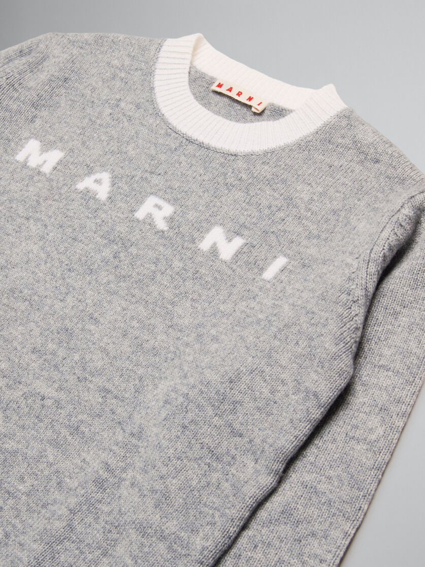 Pullover grigio in misto cashmere con logo - Maglieria - Image 3