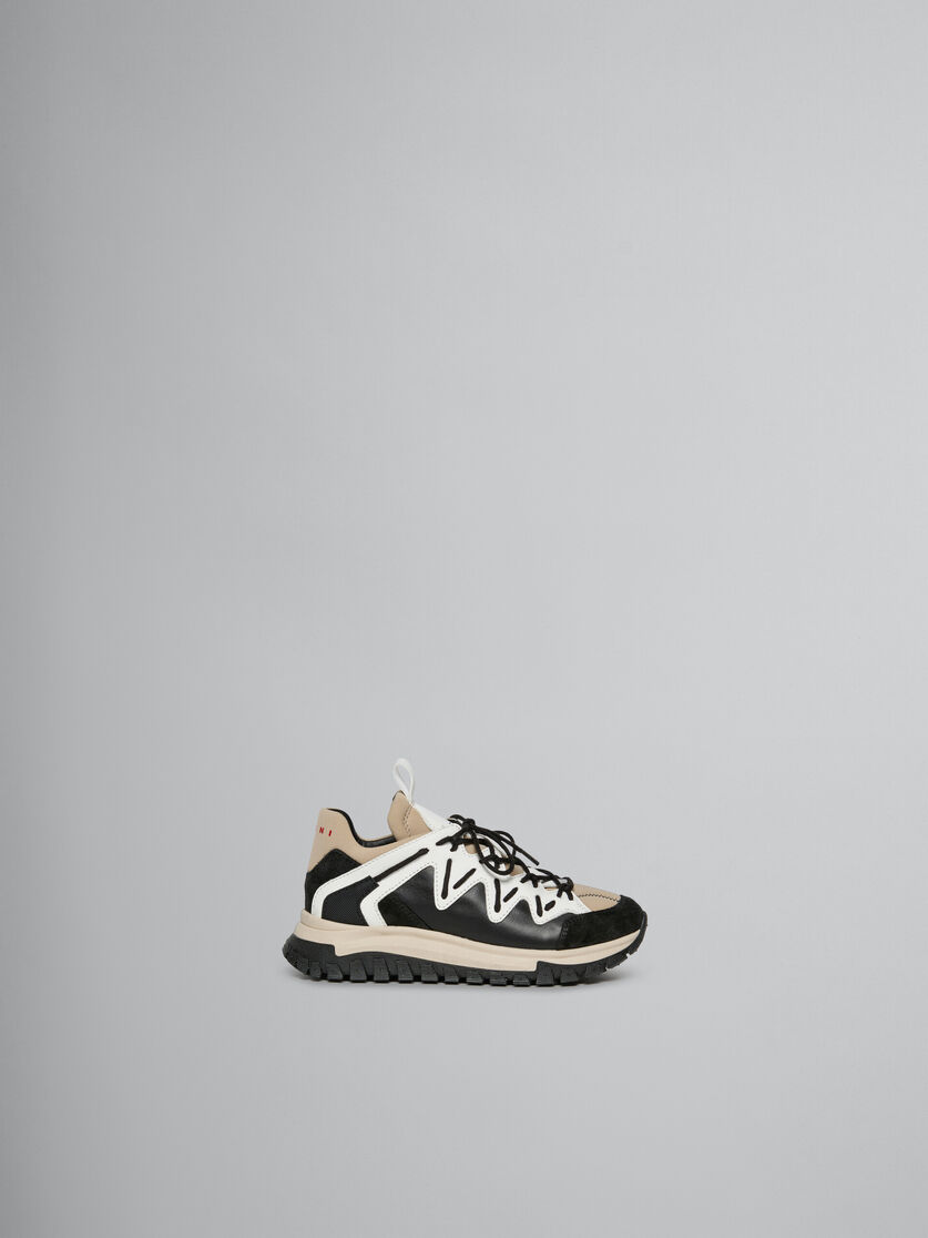 Sneaker runner nera, bianca e beige - Sneakers - Image 1