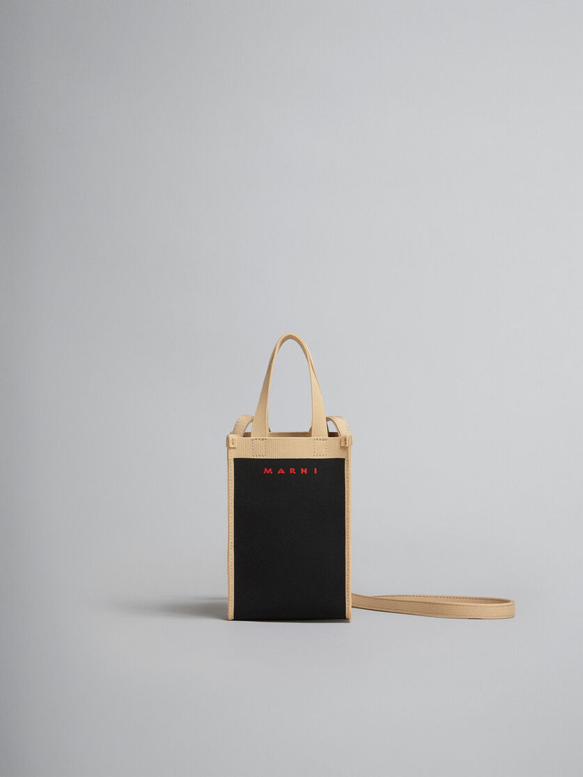 Black and beige Jacquard Mini Shoulder Bag - Shoulder Bag - Image 1