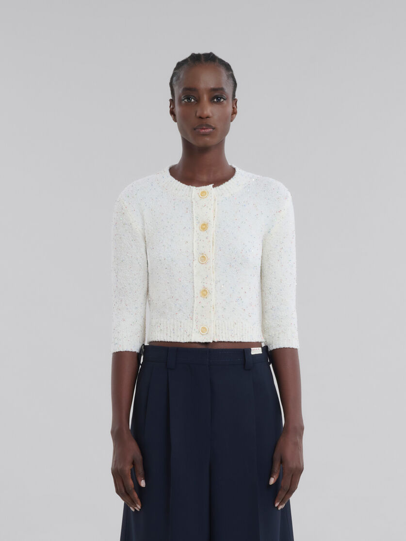 White sparkling wool cardigan - Pullovers - Image 2