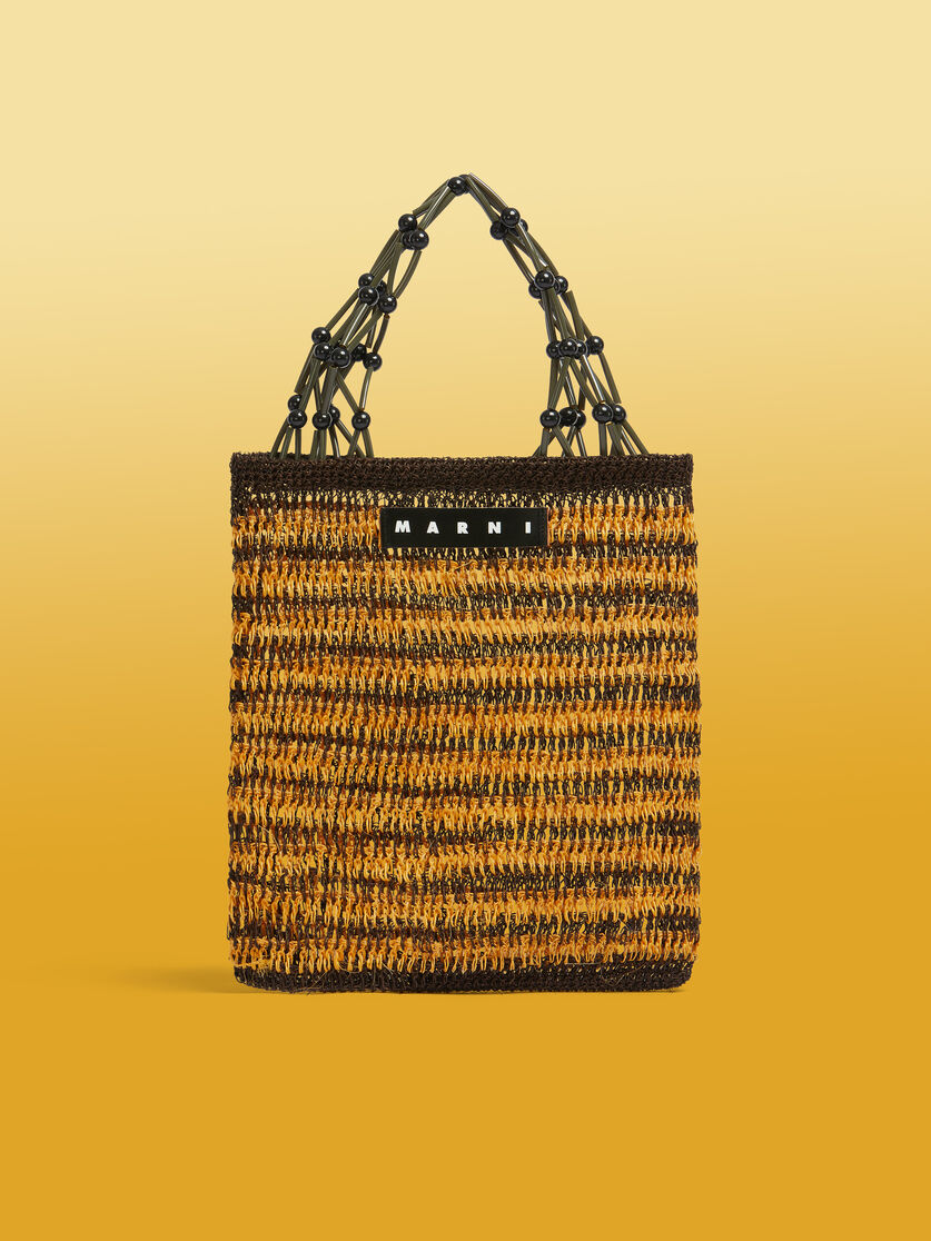 Borsa shopping MARNI MARKET FIQUE in fibra naturale a rete marrone - Borse shopping - Image 1