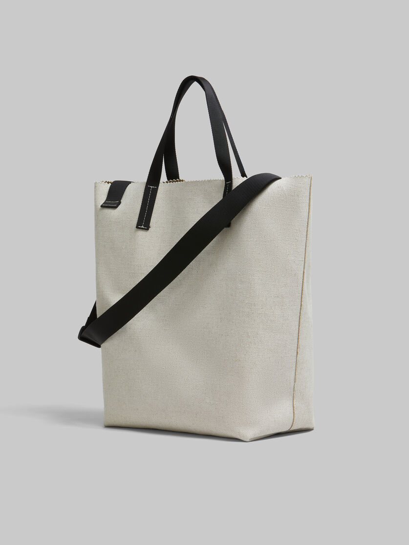 Tribeca Shopping Bag in tela nera con logo Marni in rilievo - Borse shopping - Image 3