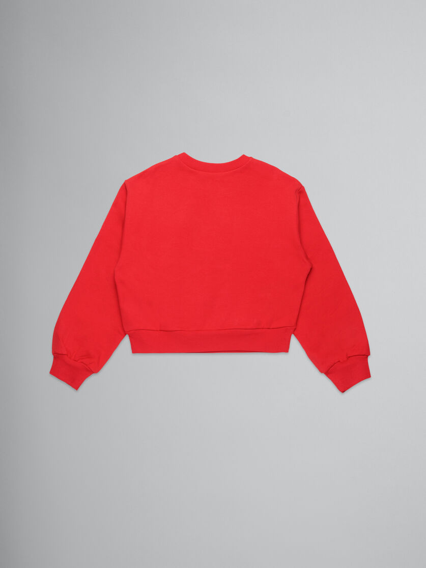 Red cropped crewneck sweatshirt with embroidered logo - Sweaters - Image 2