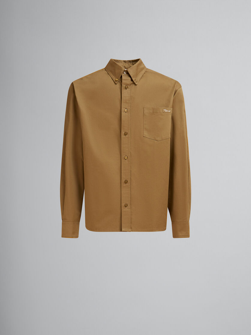 Blue organic gabardine shirt with Marni mending patch - Shirts - Image 1