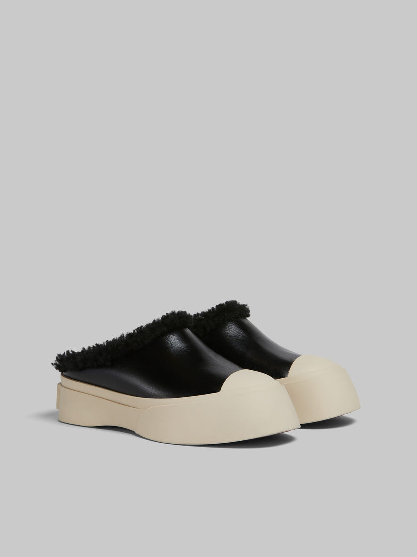 Black leather and shearling Pablo sabot - Sneakers - Image 2