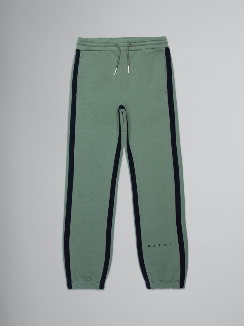 Green fleece jogger trousers with stripes - Pants - Image 1