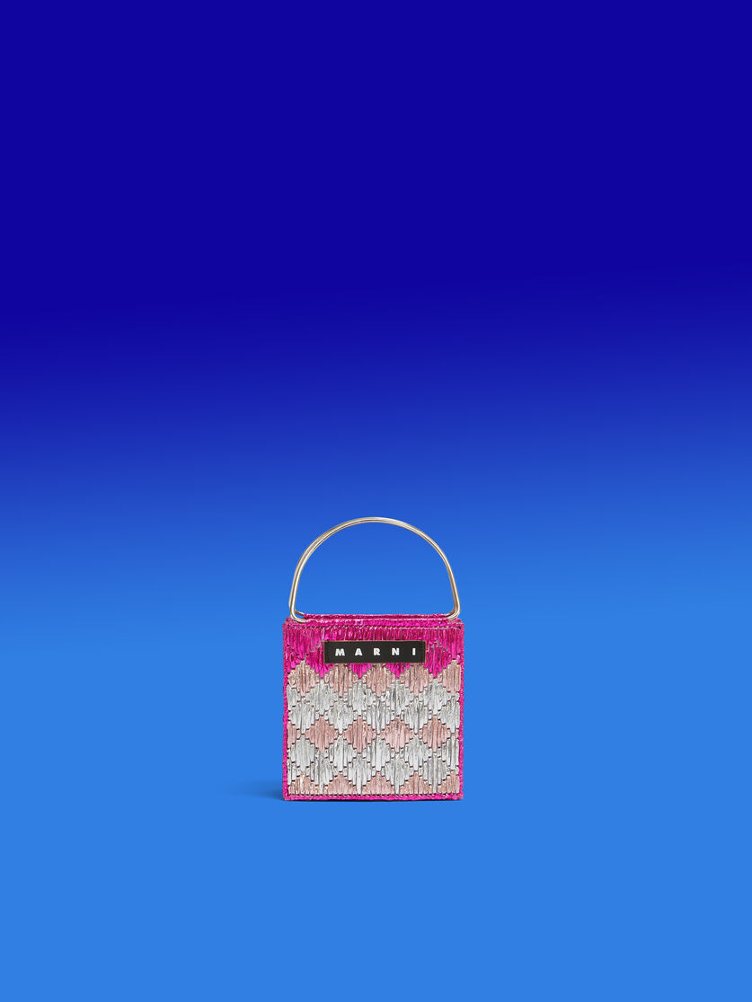 Metallic blue rhombus MARNI MARKET MINI bag - Shopping Bags - Image 1
