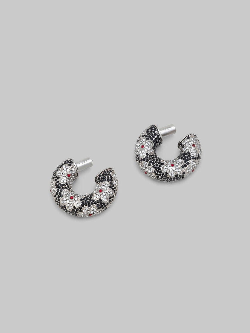 Pendientes de tubo negros con margaritas de strass - Pendientes - Image 4