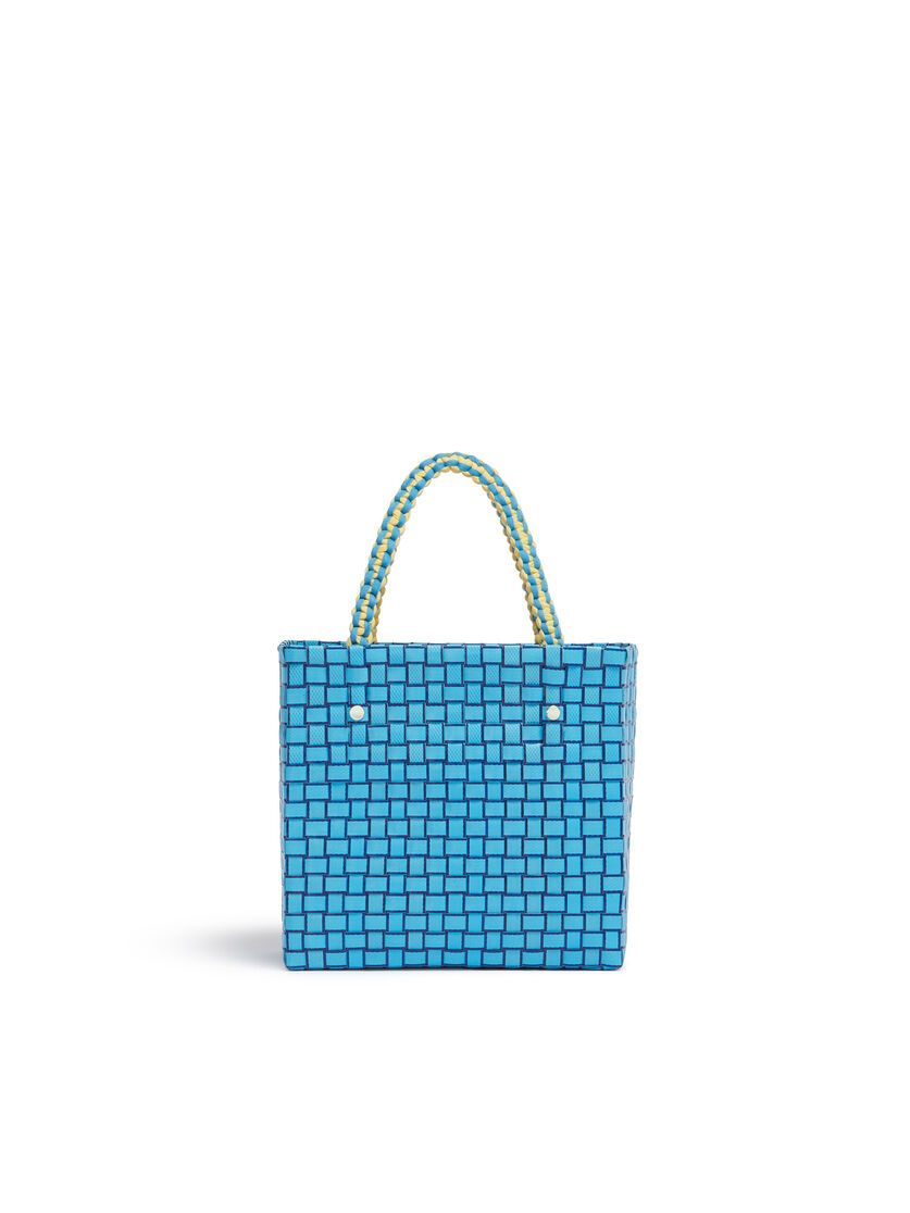 Borsa MARNI MARKET BASKET Mini in intrecciato blu con grafica a contrasto - Borse shopping - Image 3