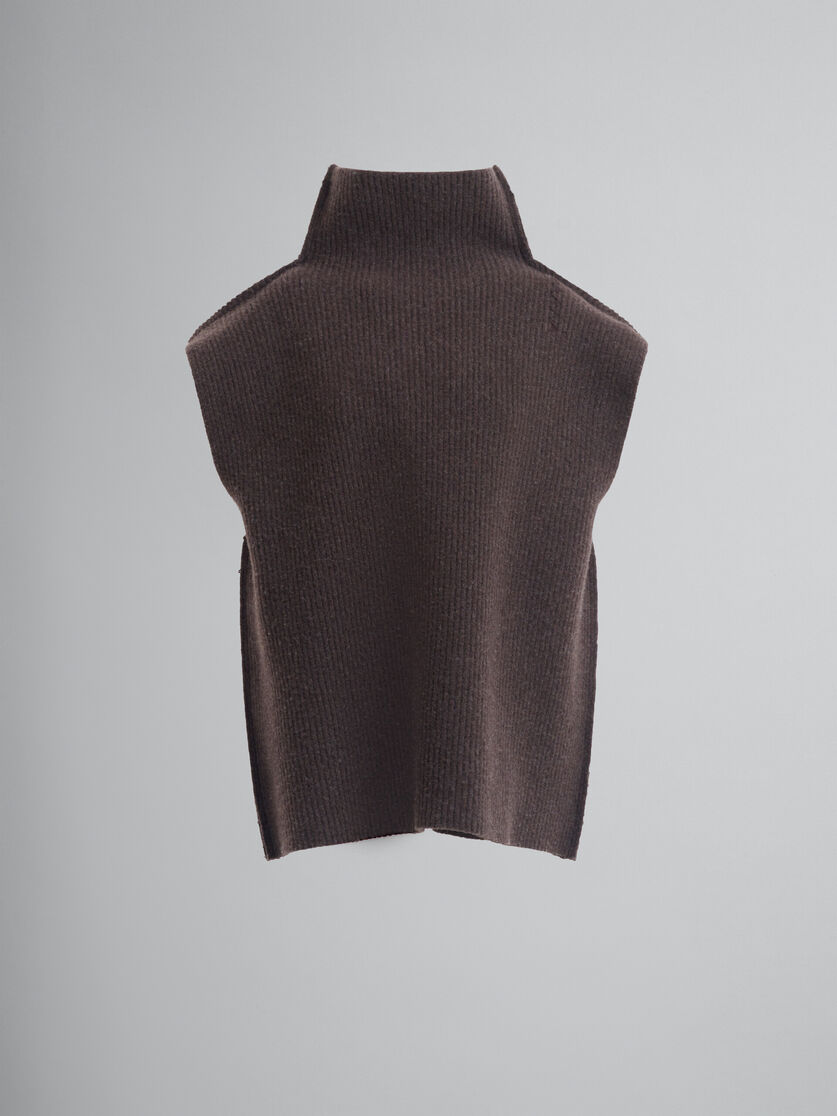 Braune Weste aus gerippter Wolle - Pullover - Image 1