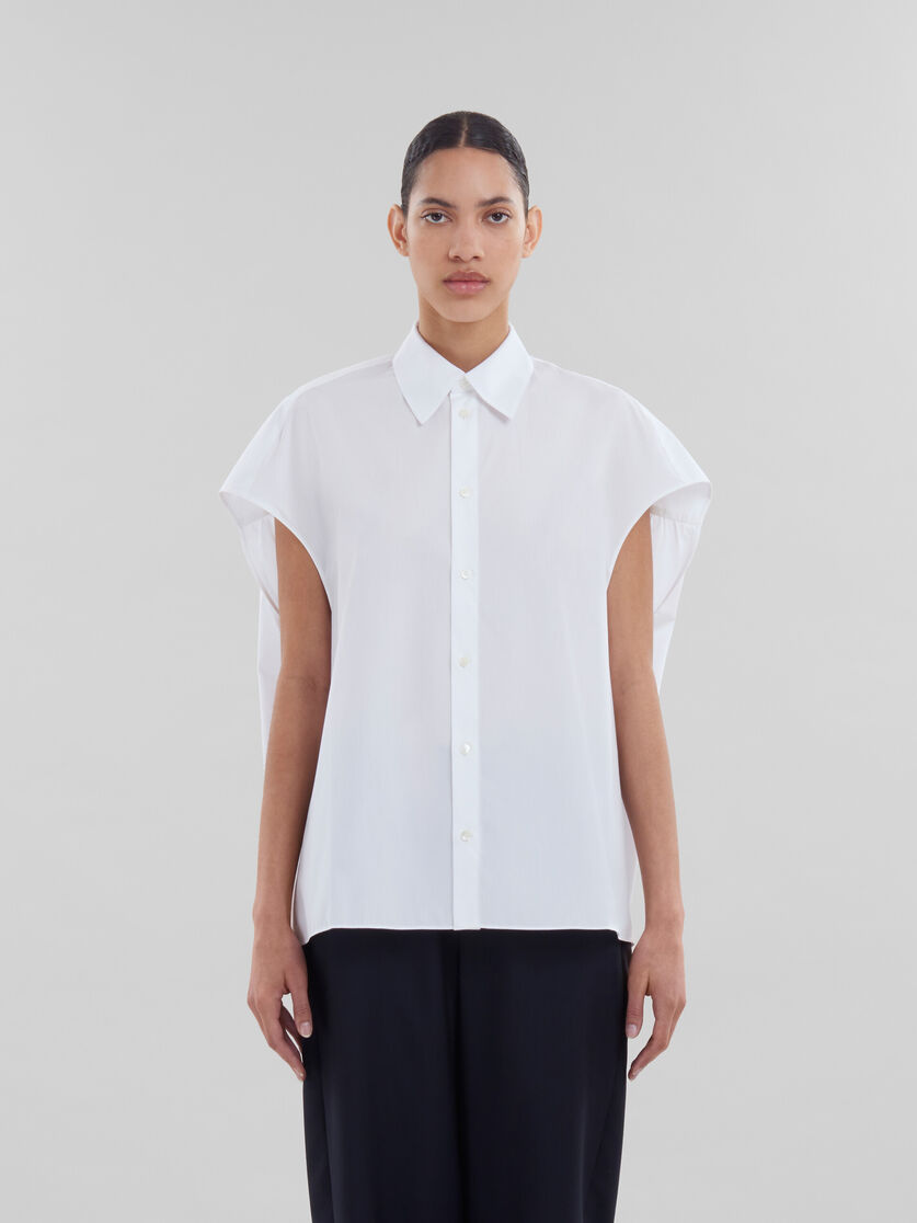 White poplin cocoon shirt - Shirts - Image 2