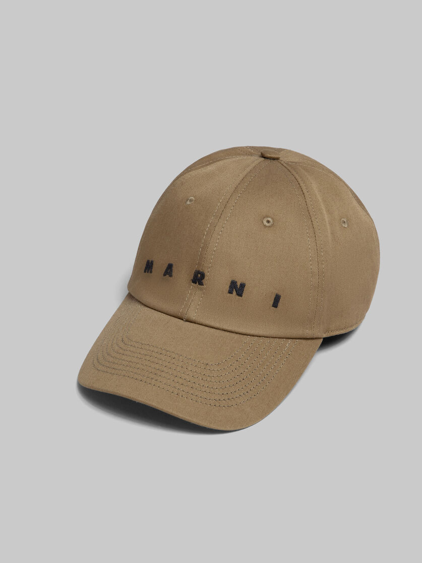 Black organic gabardine baseball cap with embroidered logo - Hats - Image 4
