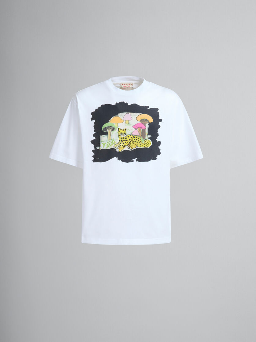 プリント入りホワイトのオーガニックジャージー製リラックスフィットTシャツ - Tシャツ - Image 2