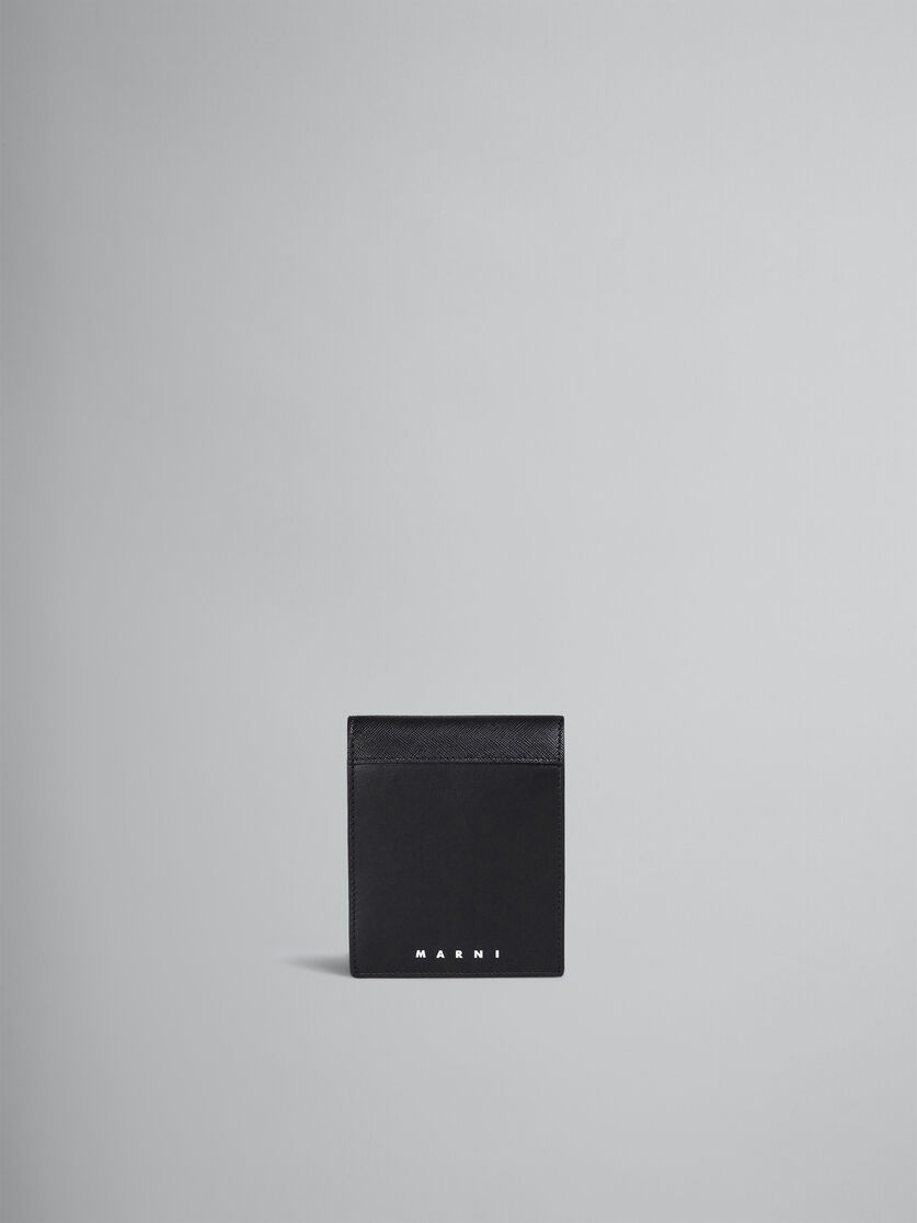 ブラック サフィアーノカーフレザー製 二つ折り財布 - 財布 - Image 1