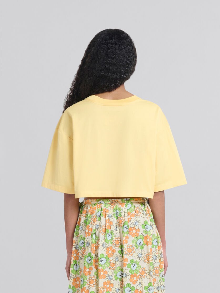 T-shirt court en coton organique jaune avec motif - T-shirts - Image 3