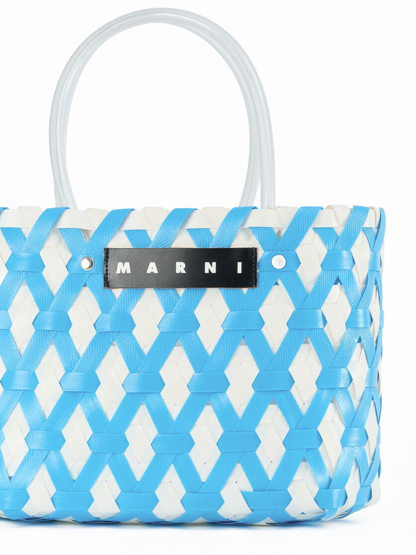 Borsa MARNI MARKET in intrecciato a rombi azzurro - Borse shopping - Image 4