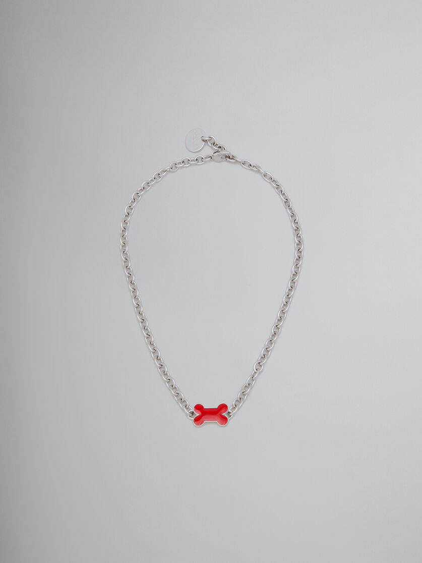 Halskette mit Kettengliedern und rot emailliertem Knochen - Halsketten - Image 1
