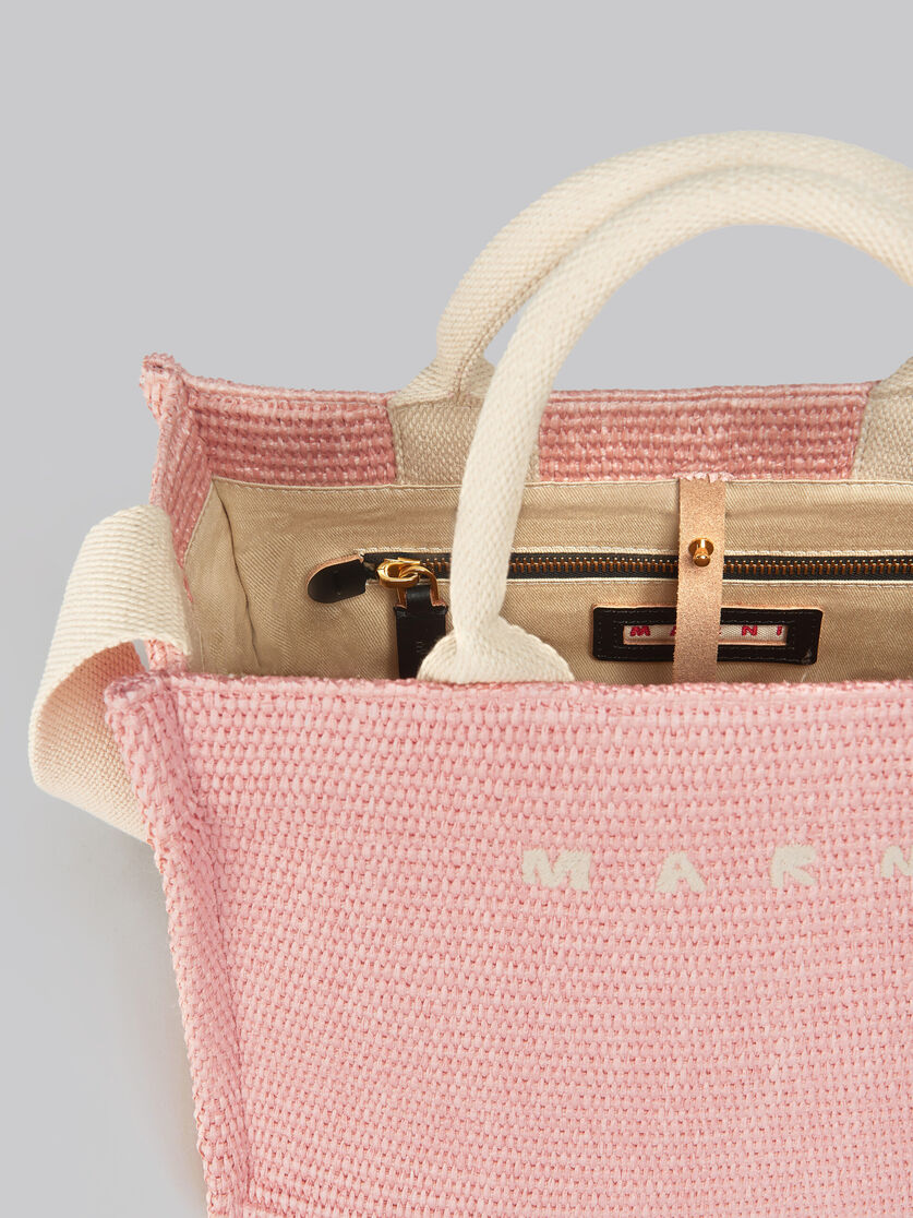 Pink raffia-effect Small Tote Bag - Shopping Bags - Image 4