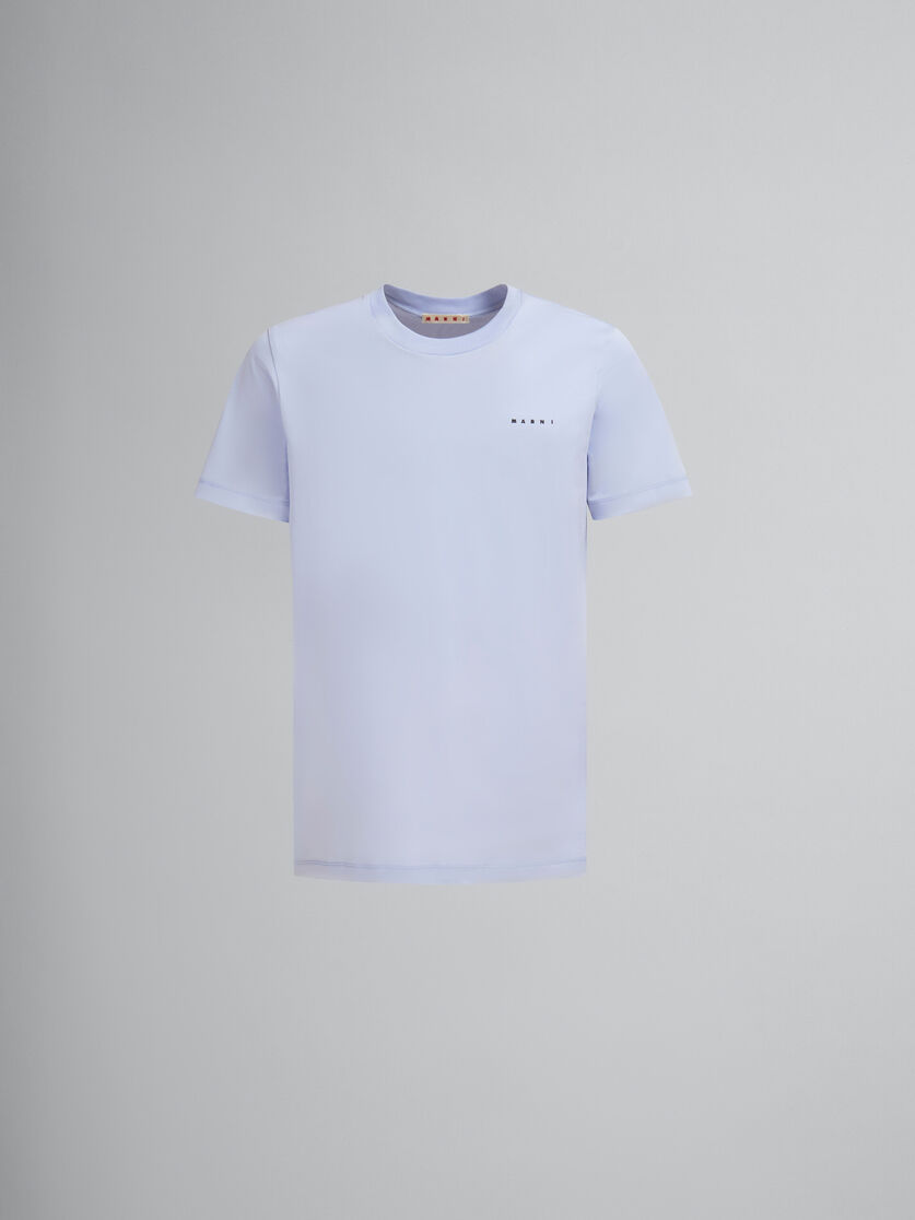 Deep blue organic cotton T-shirt with mini Marni logo - T-shirts - Image 1