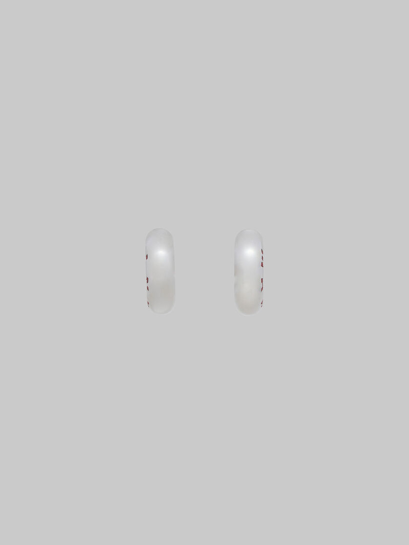 Silver tube earrings with rhinstone Marni logo - Earrings - Image 1