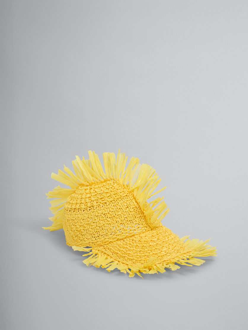 Casquette de baseball en tissu jaune à l'effet raphia - Chapeau - Image 1