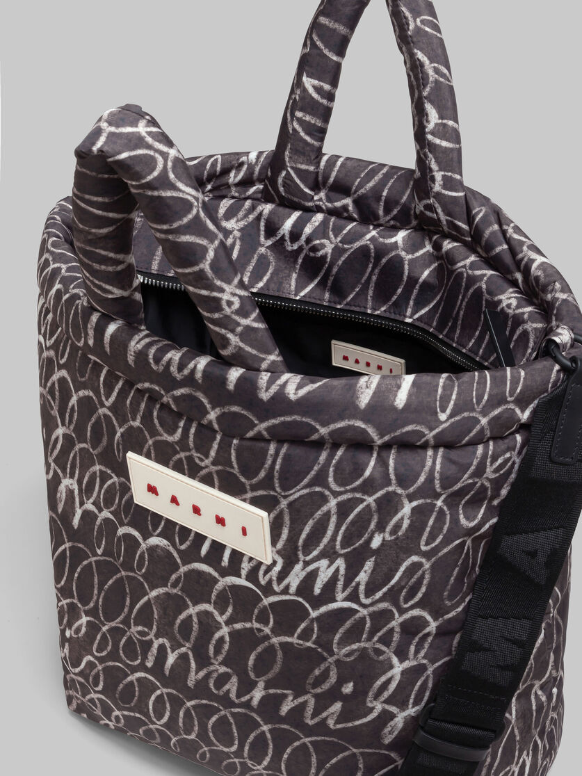 Tote bag imbottita nera con stampa Scribble Marni - Borse shopping - Image 3