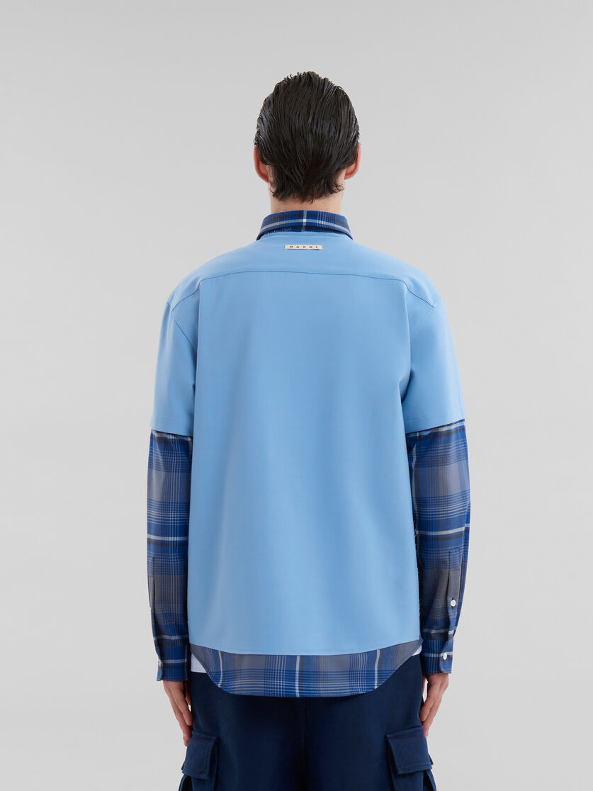 Blue checked wool multi-garment shirt - Shirts - Image 3