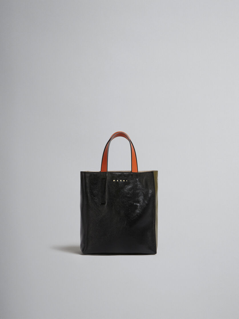 Museo Soft Bag Mini in pelle grigia nera e bordeaux - Borse shopping - Image 1