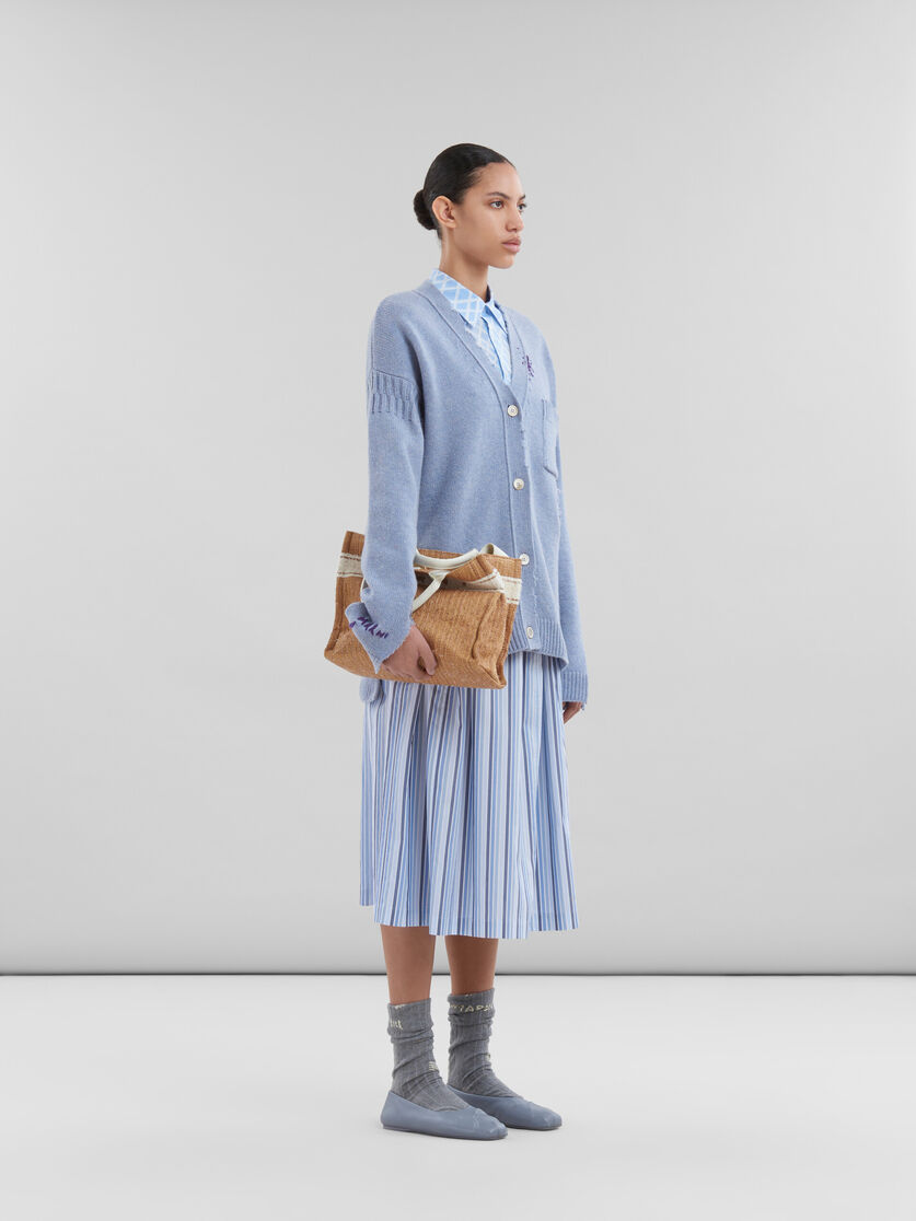 Falda midi elástica azul de popelina orgánica a rayas - Faldas - Image 5