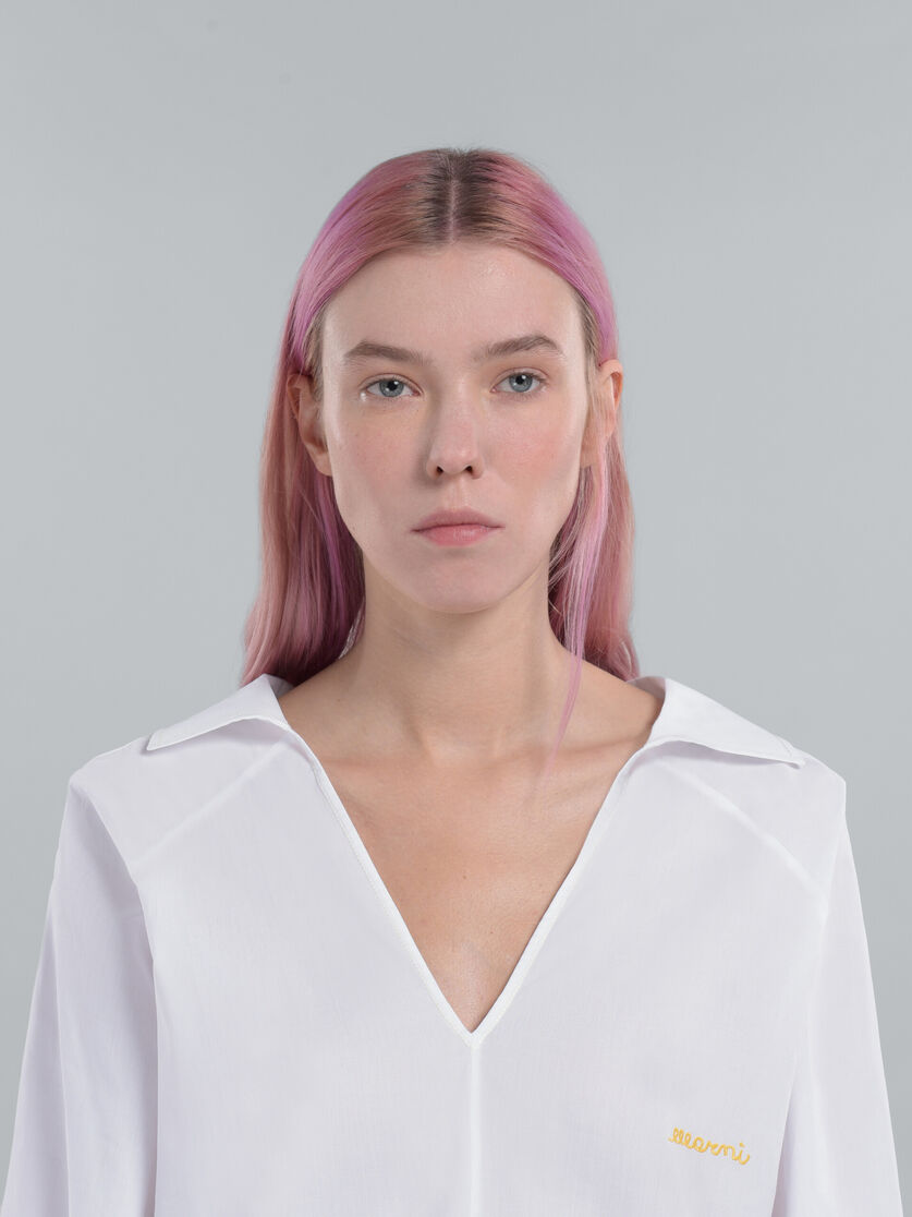 Square-neck top in white organic poplin - Shirts - Image 4