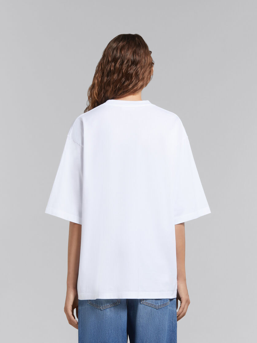 White organic cotton T-shirt with wavy logo - T-shirts - Image 3