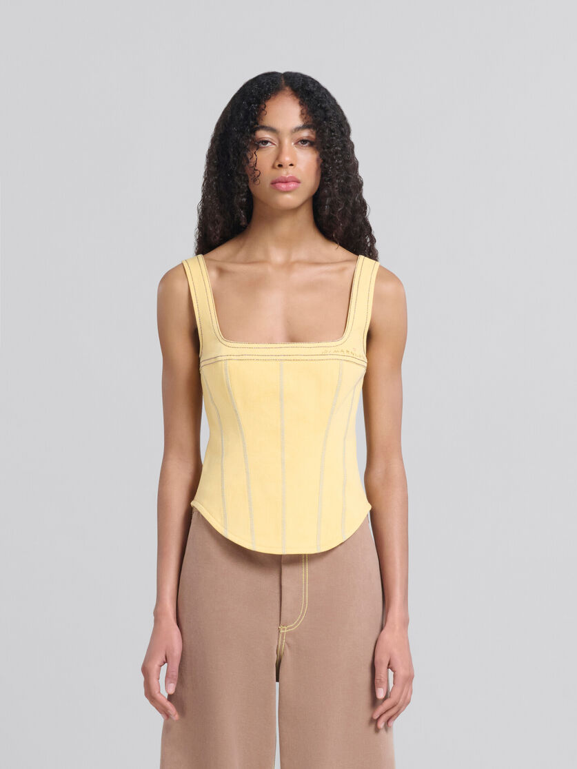 Yellow organic denim corset top - Shirts - Image 1