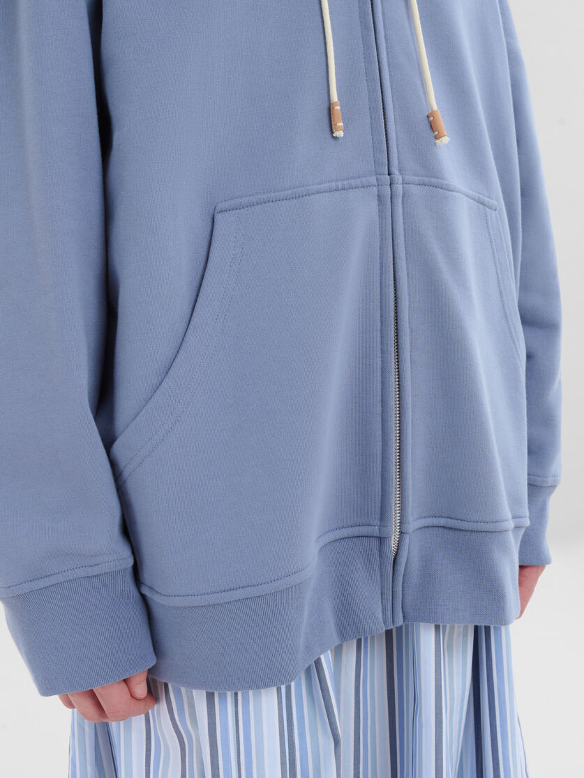 Blue organic cotton hoodie with Marni print - Sweaters - Image 4