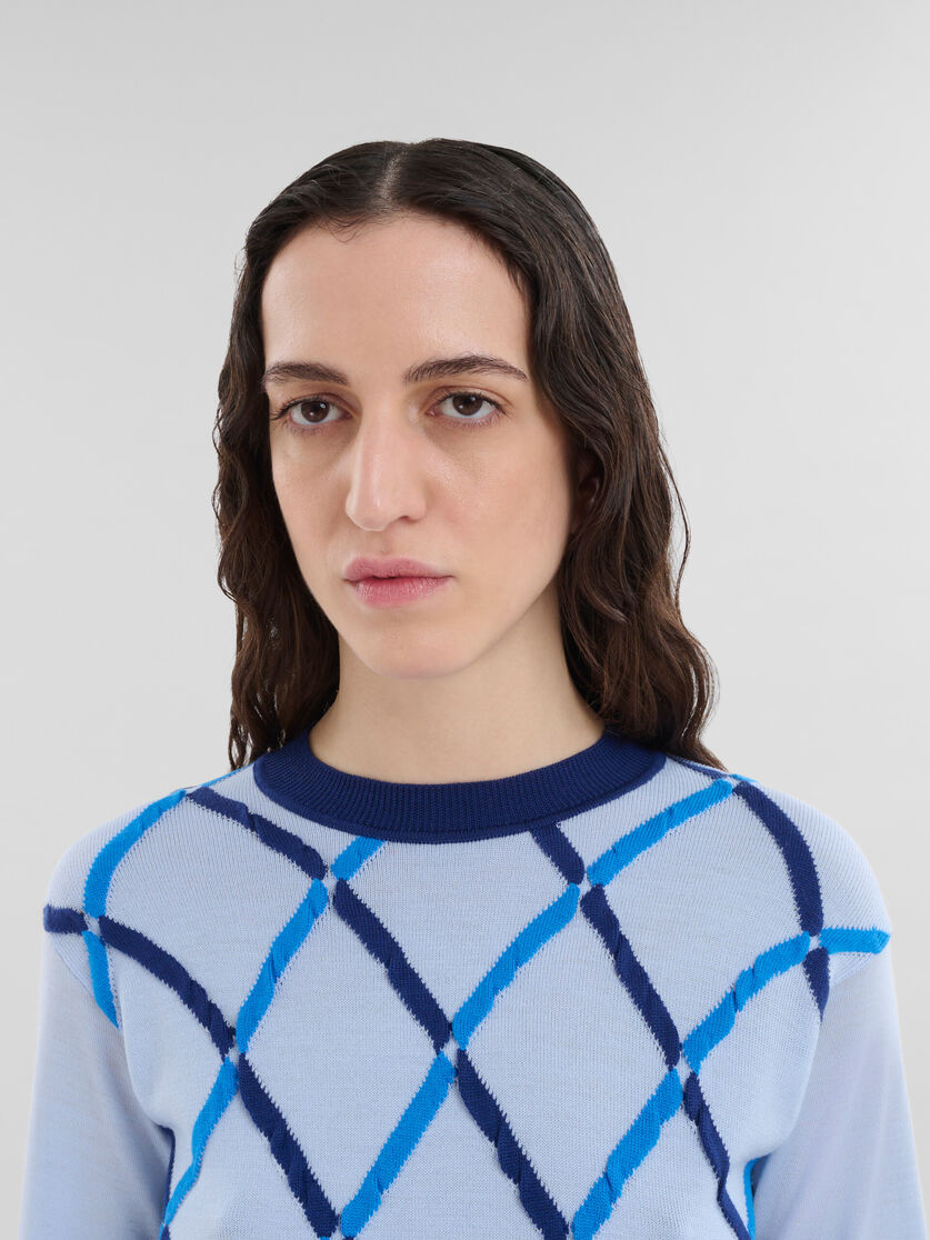 Light blue mohair-silk jumper with argyle front - Pullovers - Image 4