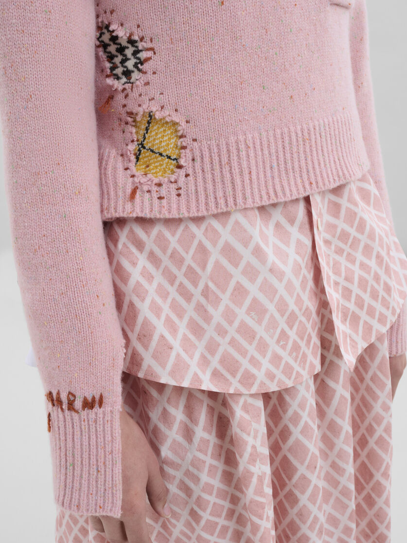 Pink Shetland wool jumper with Marni mending patches - Pullovers - Image 5