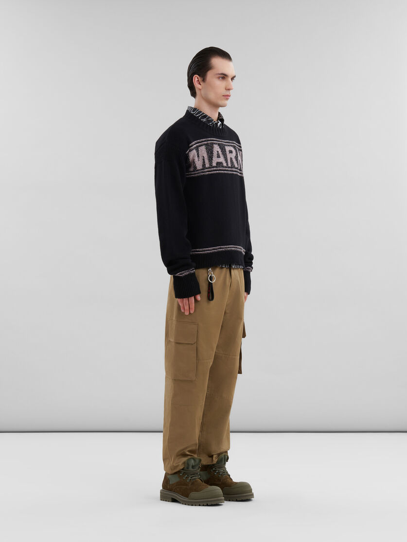 Maglione in lana nera con maxi intarsio Marni - Pullover - Image 5