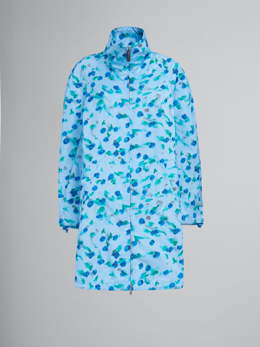 Parka en taffetas froncé bleu clair avec imprimé Reverie - Manteaux - Image 1