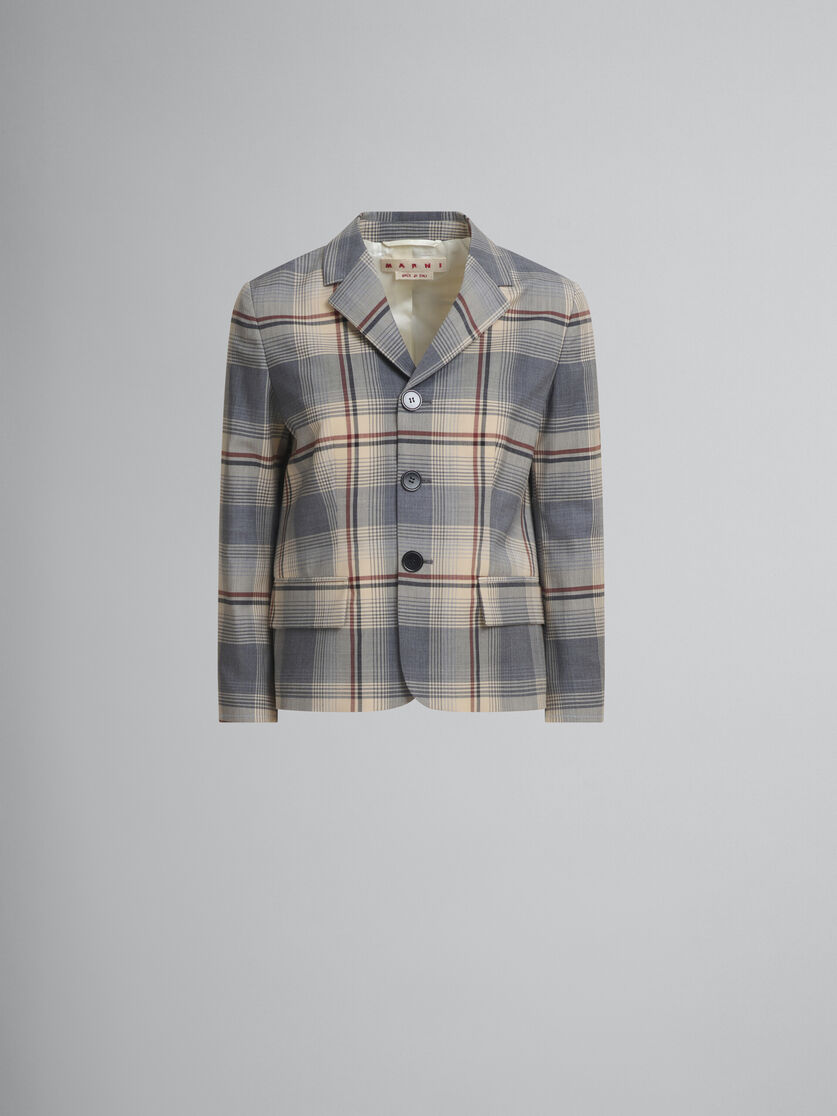 Grey checked wool jacket with Marni mending - Jackets - Image 1