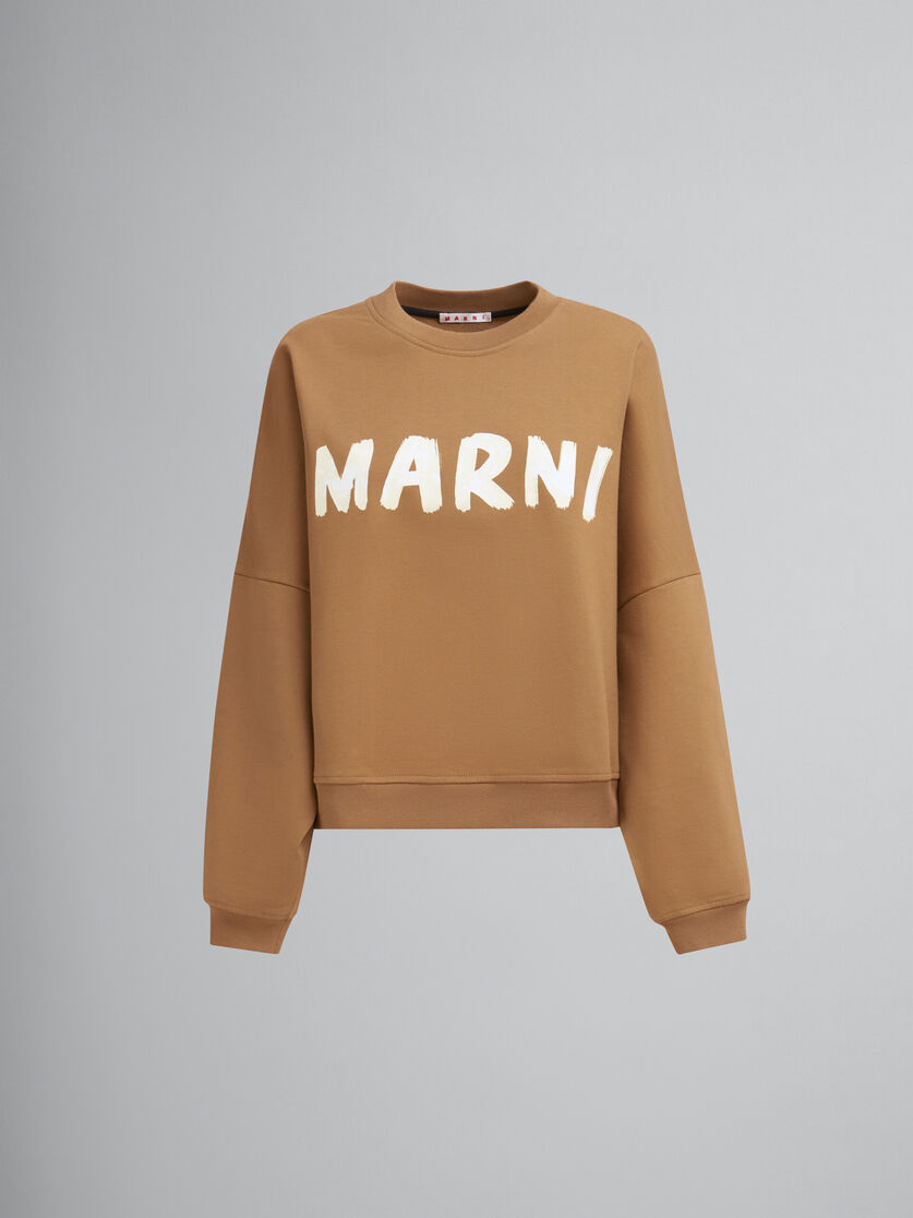 Blue organic cotton sweatshirt with Marni print - Sweaters - Image 1