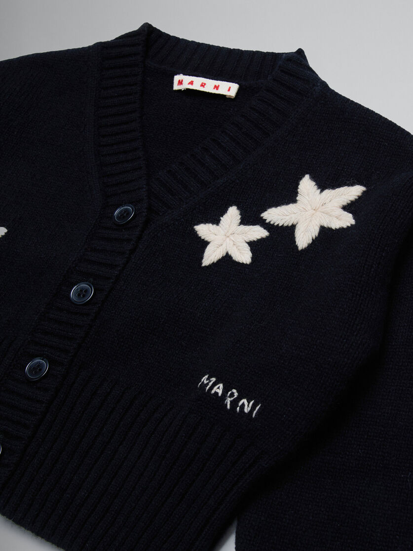 Black wool-blend cardigan with stars - Knitwear - Image 3