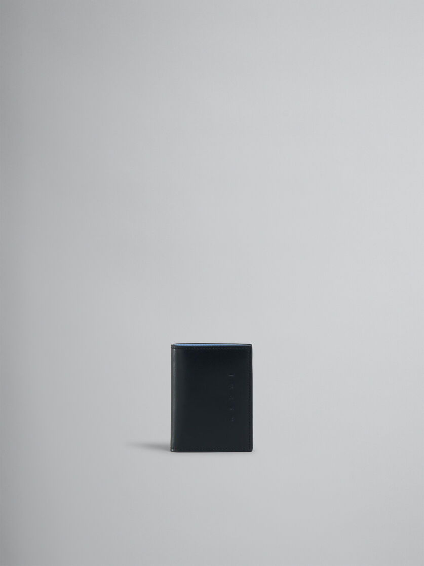 Portefeuille à deux volets en cuir noir avec logo Marni en relief - Portefeuilles - Image 1