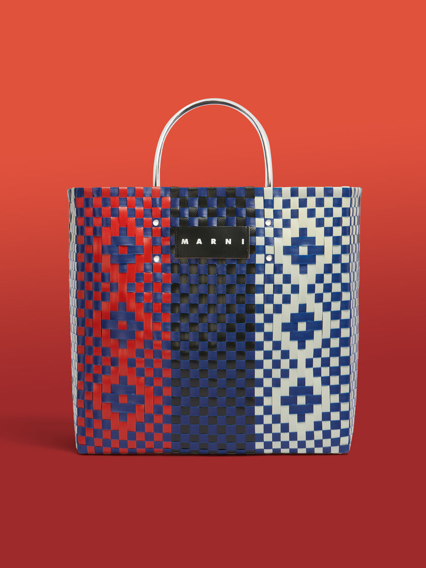 Red rhombus MARNI MARKET LARGE BASKET bag - Shopping Bags - Image 1