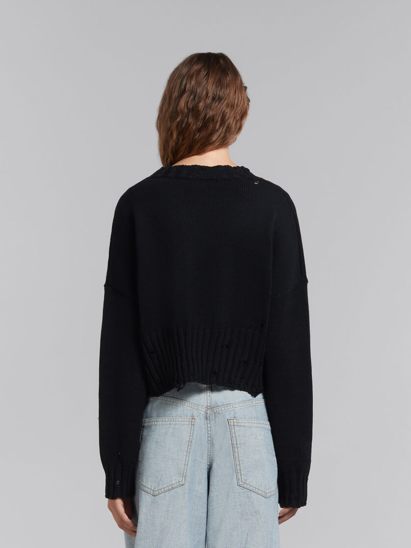 Black dishevelled cotton cropped jumper - Pullovers - Image 3
