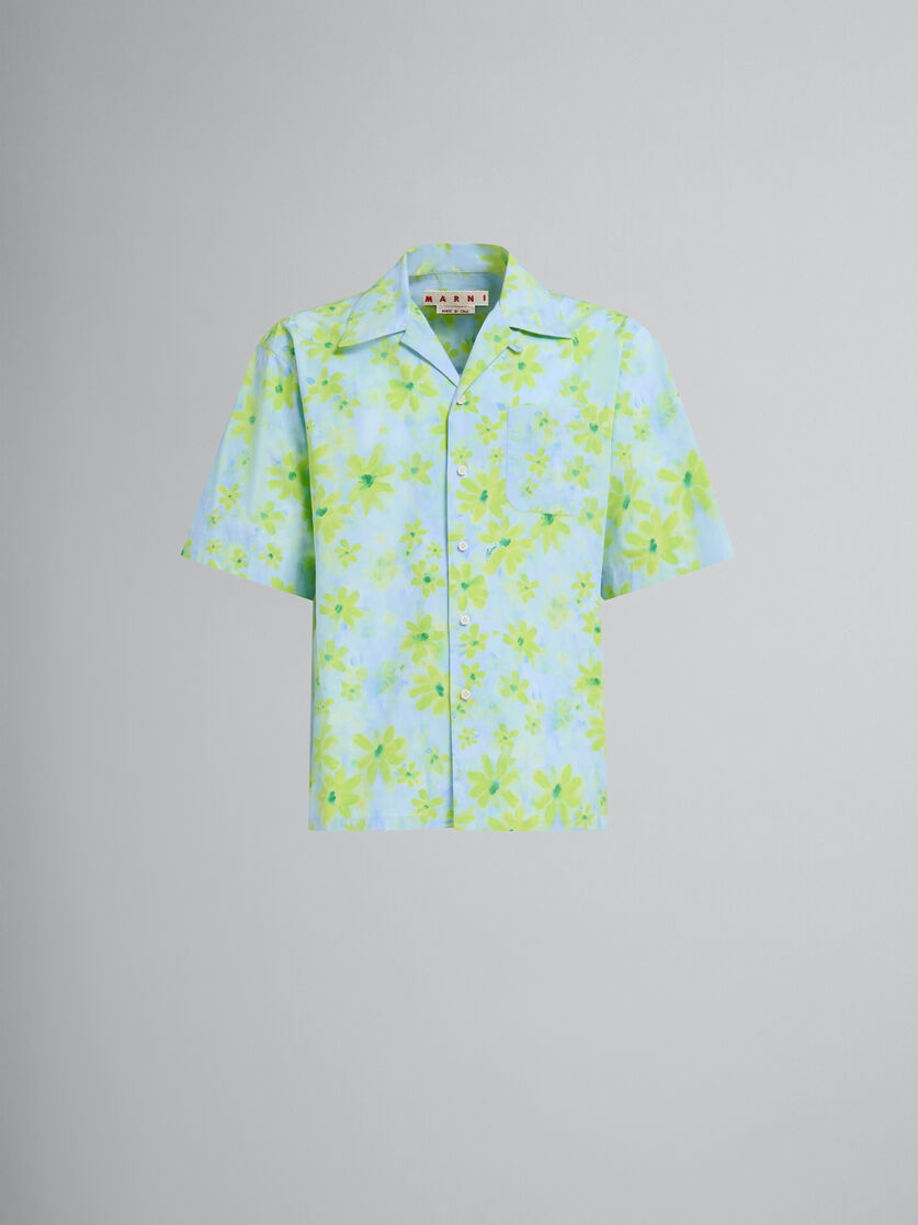 Hellgrünes Bowlinghemd aus Popeline mit Parade-Print - Hemden - Image 1