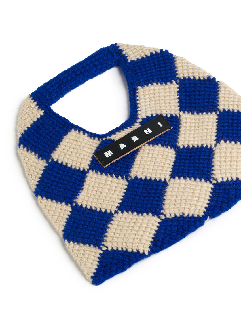 MARNI MARKET DIAMOND Mini-Tasche aus technischer Wolle in Blau und Braun - Shopper - Image 4