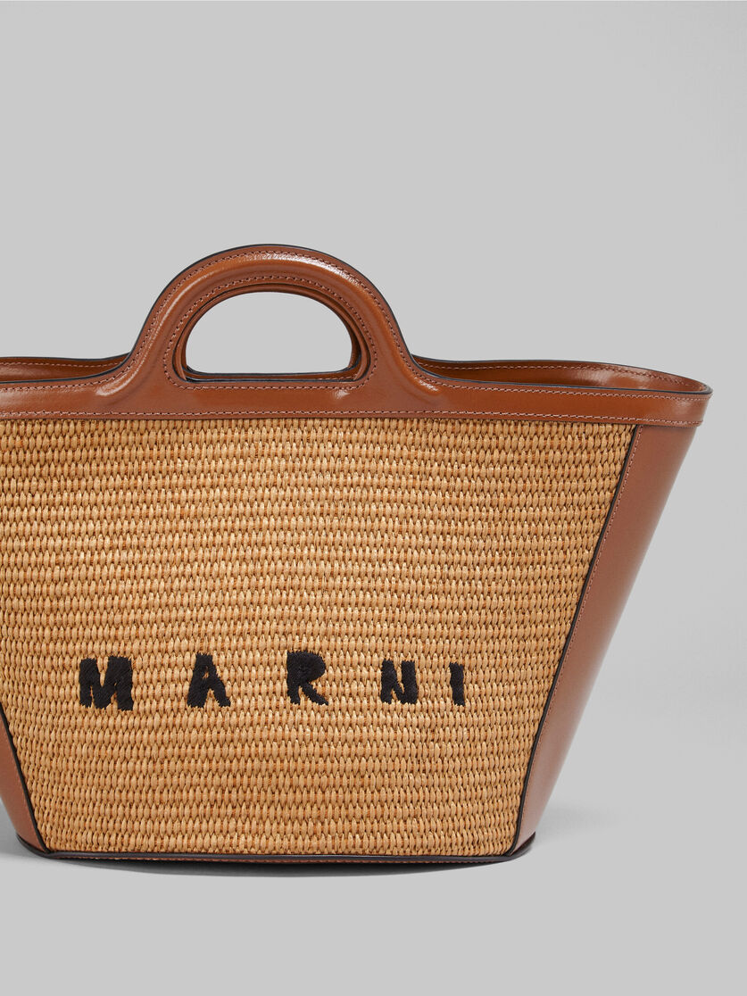 Marni Tropicalia Micro Leather-Trimmed Raffia Tote