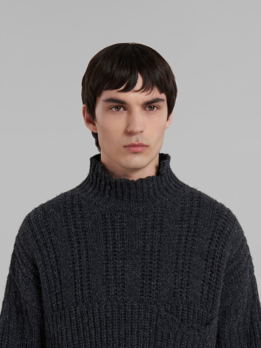 Grey virgin wool jumper with nibbled hem - Pullovers - Image 4