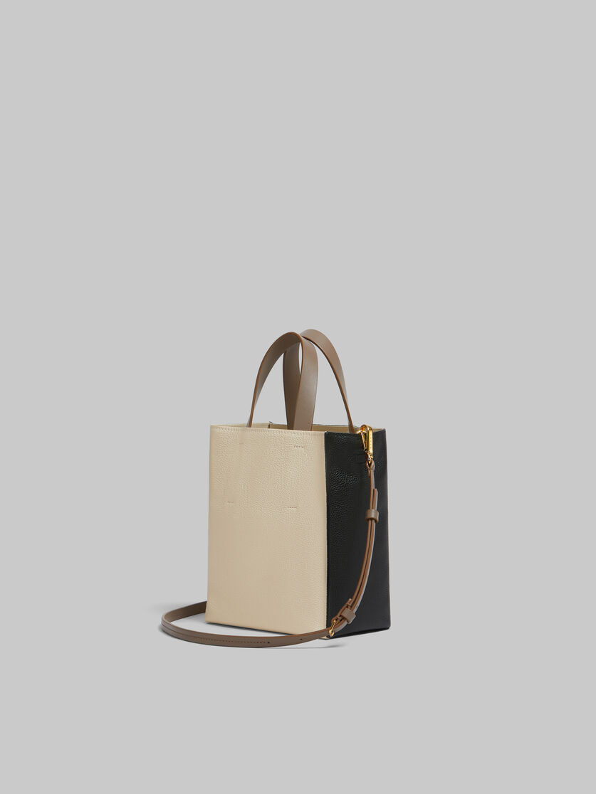 Museo Soft Mini Bag in ivory and brown leather with Marni mending - Shopping Bags - Image 3